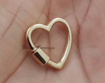 14K Yellow Gold Carabiner Lock Woman Necklace Connector Carabiner Lock Jewelry