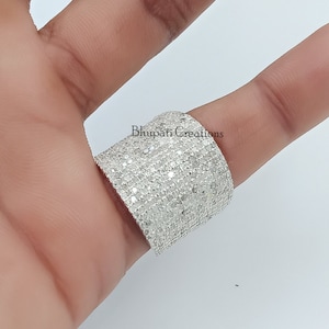 Fine Pave Diamond Ring, Fashionable Cigar Band Ring, Women Wedding Wear Diamond ring, Handmade Designer Diamond Ring Jewelry image 1