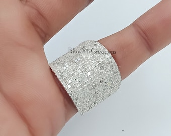 Fine Pave Diamond Ring, Modieuze Cigar Band Ring, Women Wedding Wear Diamond ring, Handgemaakte Designer Diamond Ring Sieraden