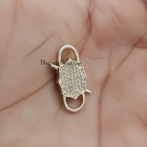 14K Gold Diamond Padlock Fine Pave Diamond Double-Sided Open Padlock Jewelry