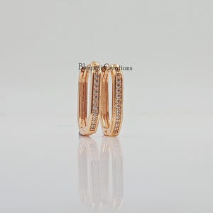 Pave Diamond Hoop Boucles d'oreilles, boucles d'oreilles, Belle Pave Diamond Hoop boucles d'oreilles, boucles d'oreilles cadeau de diamant