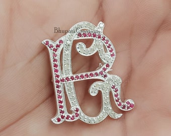 925 Sterling Silber BL LB Monogramm Anhänger, 2 Anfangsbuchstaben Monogramm Anhänger Schmuck, handgefertigte Silber Diamant Anhänger Schmuck
