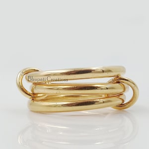 14K Yellow Gold Band Ring, Solid Gold Plain Stacking Band Ring, 3 Set Woman Band Ring, Multi Connector Band Ring Jewelry Supplier