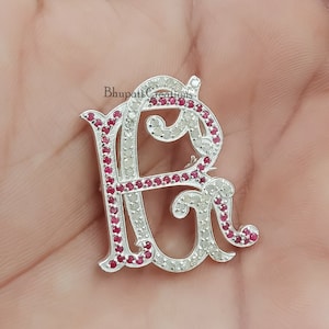 gemstone brooches monogram, custom letter brooches monogram, vintage letter brooches monogram jewelry