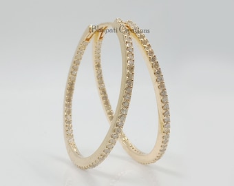 45x25mm Pearl Pave Diamond Pendientes, Pendientes de piedras preciosas, Pave Diamond Dangle Pendientes, 925 Joyas de plata esterlina