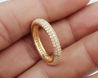 Micro bague pavée de diamants, bijoux bague pavée de diamants, bagues de bande pavée, meilleur cadeau bijoux pour femmes