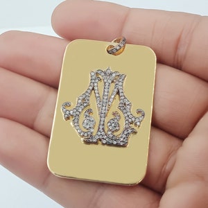 Colgante hecho a mano con dos letras del alfabeto, Diamante pavimentado T & J Colgante con etiqueta de perro, Diamante pavimentado Colgante