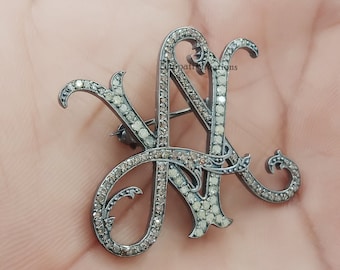 925 Sterling Silber BL LB Monogramm Anhänger, 2 Anfangsbuchstaben Monogramm Anhänger Schmuck, handgefertigte Silber Diamant Anhänger Schmuck
