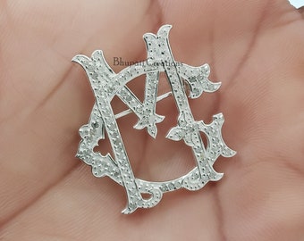 925 Sterling Silber BL LB Monogramm Anhänger, 2 Anfangsbuchstaben Monogramm Anhänger Schmuck, handgefertigte Silber Diamant Anhänger Schmuck