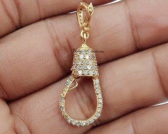 Handmade Diamond Clasp Lock, 925 Sterling Silver Gold Plated Connector