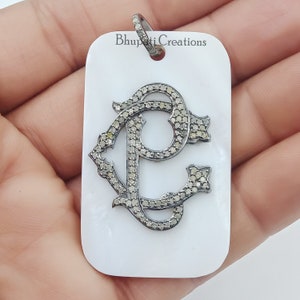 Colgante hecho a mano con dos letras del alfabeto, Diamante pavimentado T & J Colgante con etiqueta de perro, Diamante pavimentado Colgante