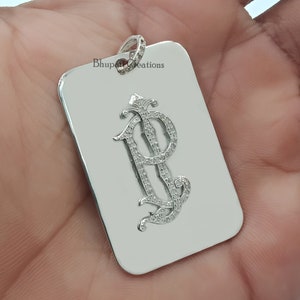 Colgante hecho a mano con dos letras del alfabeto, Diamante pavimentado T & J Colgante con etiqueta de perro, Diamante pavimentado Colgante