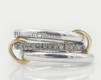 Pave Diamond Band 3 Set Ring, 925 Sterling Silver Diamond Stacking Rings, Micro Pave Diamond Ring Jewelry