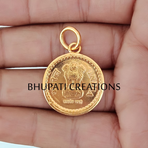 Indian Coin Pendants 14k Yellow Gold Plated Indian Coin Pendant