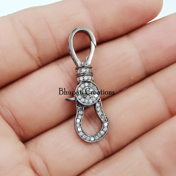 35 x 10 mm Pave Diamond Clasp Lock 925 Sterling Silver Pave Diamonds Clasp Lock Cadena de joyeria Finding Lock Jewelry Connector Jewelry Etsy Mexico