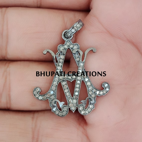 Buy 925 Sterling Silver Monogram, Pave Diamond RP-PR Initial Monogram, All  Letter Monogram, Grey Plated Monogram, Custom Made Letter Monogram Online  in India - Etsy