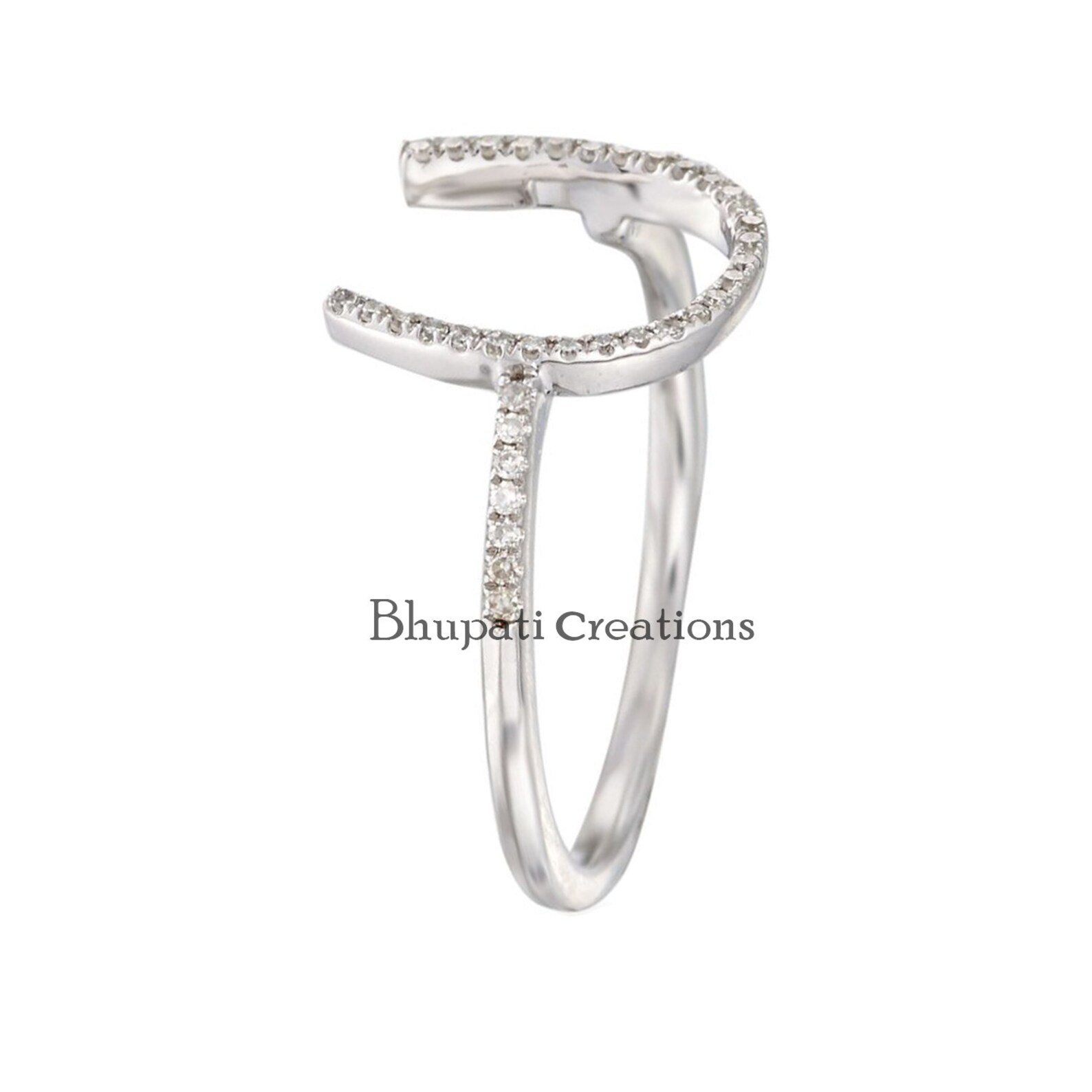 Horseshoe Diamond Ring 925 Sterling Silver Horseshoe Ring - Etsy