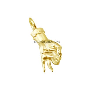 925 zilver vergulde Mudra Figa-bedel, 925 zilveren Figa-bedel, Gyan Mudra Figa-sieraden