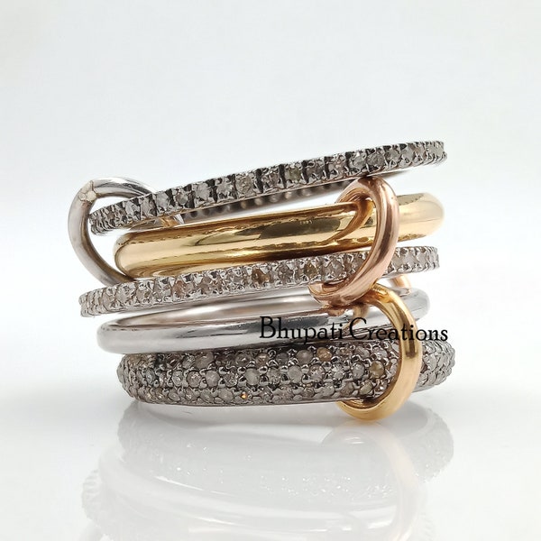 92,5 zilveren bandring, enkel geslepen diamanten bandring, vrouw 5 set bandring, Enter Locking Ring, Multi Link Band Ring, Band Ring Sieraden