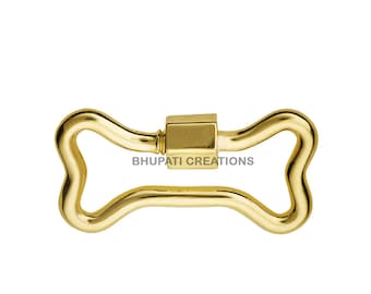 Dog Bone Screw Carabiner Lock, Carabiner Bone Screw Lock, 14k Gold Plated Dog Bone Carabiner Lock Jewelry, Carabiner Dog Bone Lock Jewelry