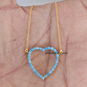 Turquoise Heart Necklace, Handmade Heart Necklace, 925 Silver Gemstone Necklace Jewelry