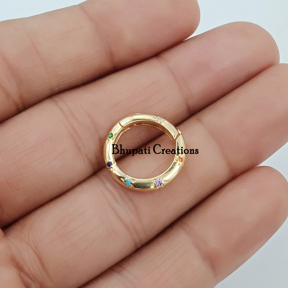 Jewelry Connector Push Lock Round Charm Holder Lock 14k Gold Etsy