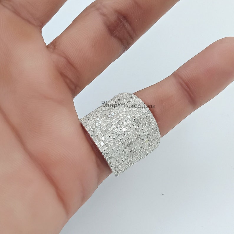 Fine Pave Diamond Ring, Fashionable Cigar Band Ring, Women Wedding Wear Diamond ring, Handmade Designer Diamond Ring Jewelry image 1