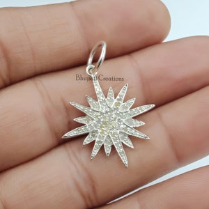 Diamond star charm, 925 silver diamond star charm, charm pendant, handmade diamond charm jewelry
