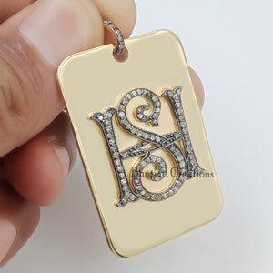 Colgante hecho a mano con dos letras del alfabeto, Diamante pavimentado T & J Colgante con etiqueta de perro, Diamante pavimentado Colgante