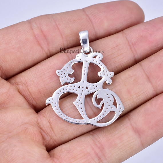 925 Silver Monogram CZ SJ-JS Letter Monogram Pendant -  Finland