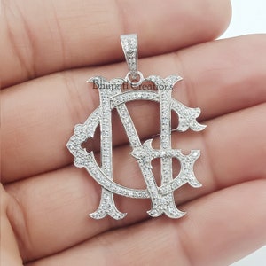 Pave Diamond GN-NG Letter Monogram, Handmade Silver Diamond Monogram, 925 Silver Diamond Monogram Initial Pendant Jewelry, Custom Monogram