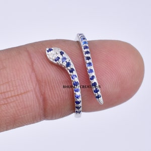 925 Silver Blue Sapphire Snake Ring Gemstone Snake Ring Snake Snake Lover Ring Jewelry