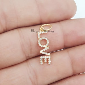 925 Silver Gold Plated letter Pendant, Single Cut Diamond Love Letter Charm Jewelry