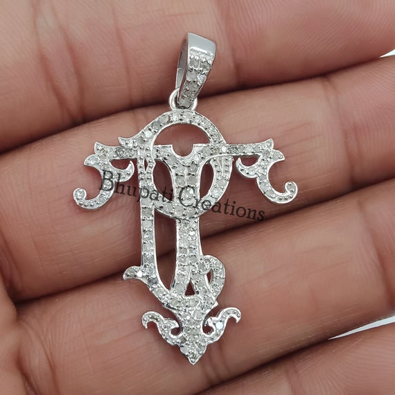 925 Silver PT TP Monogram Jewelry Pave Diamond Monogram Necklace Custom Monogram Letter Monogram Pendant Vintage Monogram Jewelry Etsy