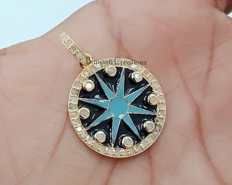 Antichi Pave Star Pendant Jewelry - 92.5 Ciondolo in argento sterling Pave Diamond Charms Pendant - Handmade Pave Jewelry