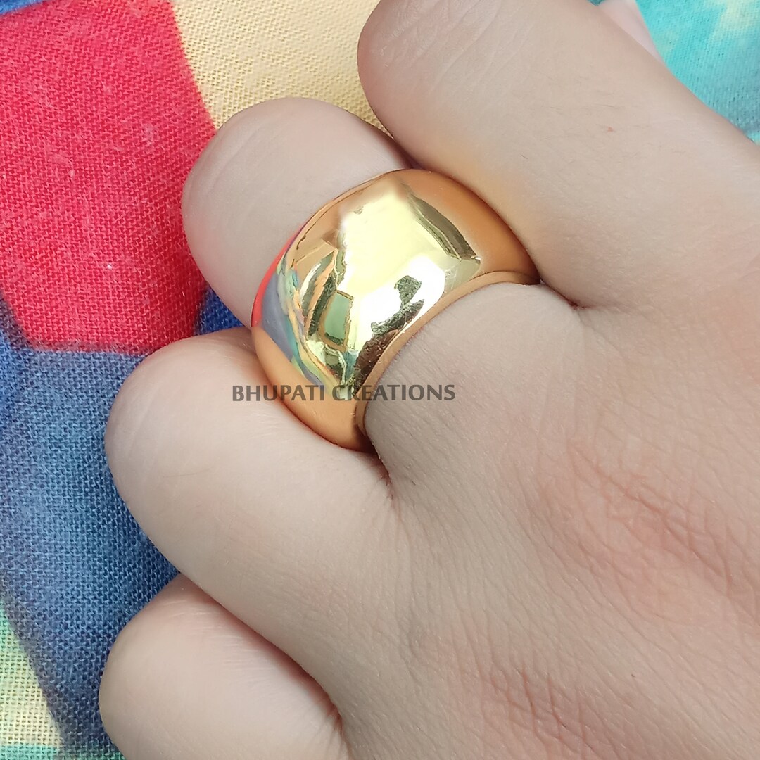 Plain Cigar Band Rings, 14k Gold Plated Cigar Ring, Wedding Cigar Rings