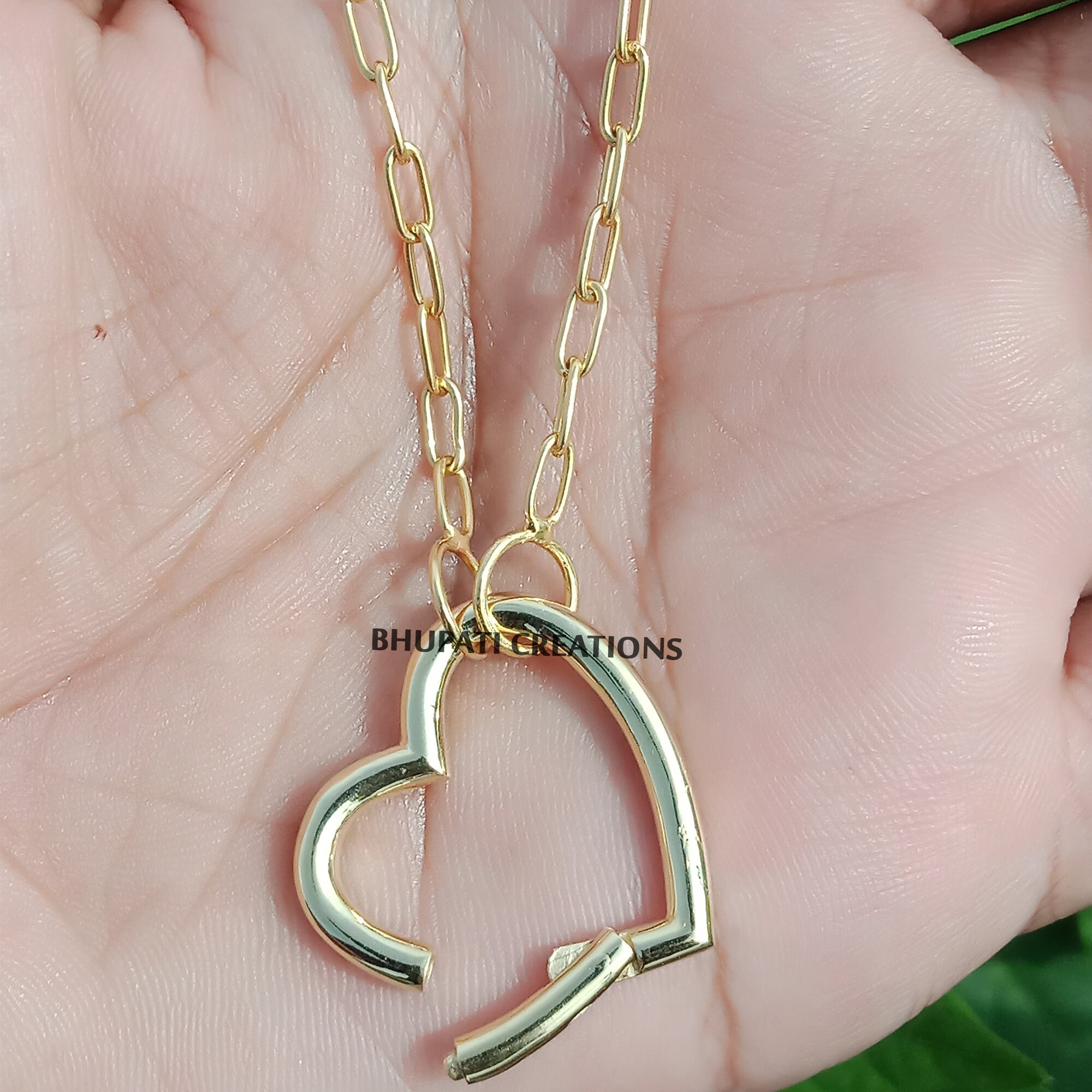 Heart Connector Necklace Plain Heart Charm Holder 14k Gold Etsy UK