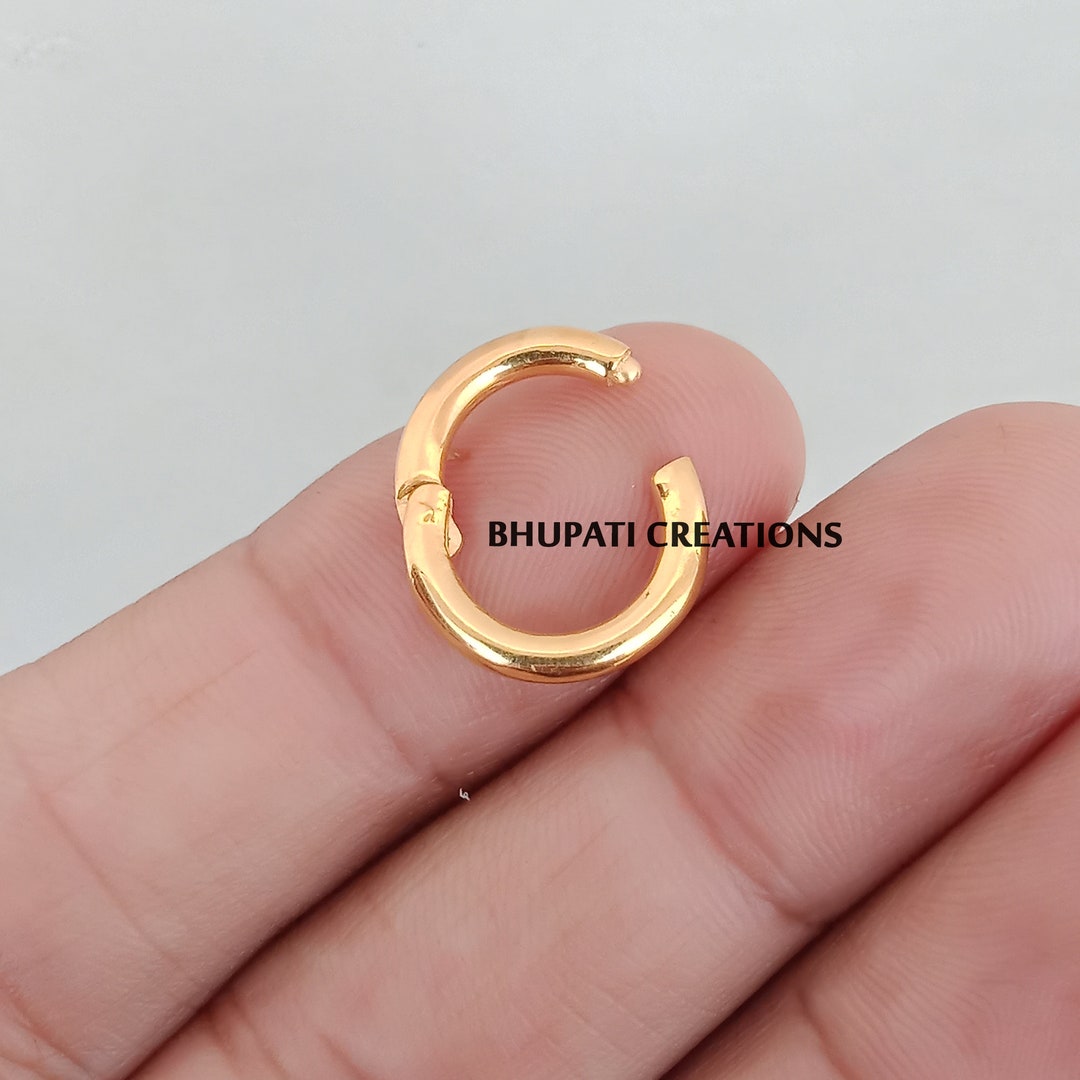 14k Gold Charm Holder Solid Gold Round Connector Lock Etsy