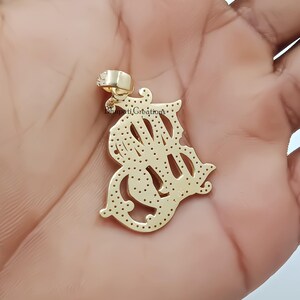 14k Yellow Gold Diamond Monogram Pendant, KW-WK Initial image 8