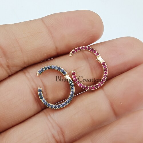 14K Yellow Gold Enhancer Clasp Lock, Ruby & Blue Sapphire Clasp Lock, shops Gold Jewelry Connector Lock, Wholesale Round Push Lock Jewelry