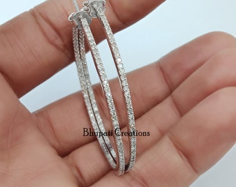 45x25mm Pearl Pave Diamond Pendientes, Pendientes de piedras preciosas, Pave Diamond Dangle Pendientes, 925 Joyas de plata esterlina