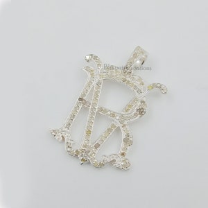 Pave Diamond RV-VR Letter Monogram, Handmade Silver Diamond Monogram ...