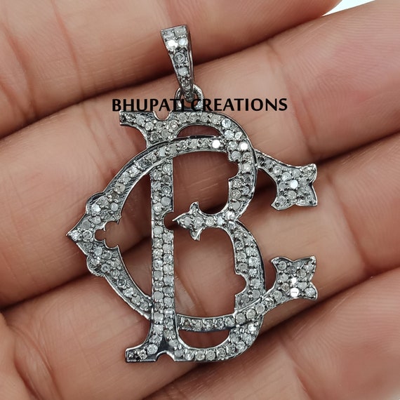 Uppercase Cursive Capital Letter Diamond Initial Necklace - 16mm