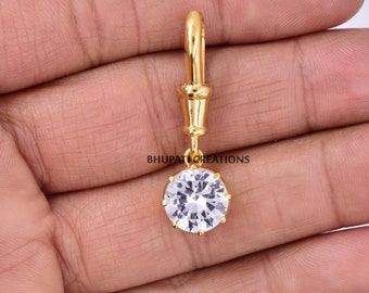 14k Gold Plated Sterling Silver Cubic Zirconia Pendant, Handmade