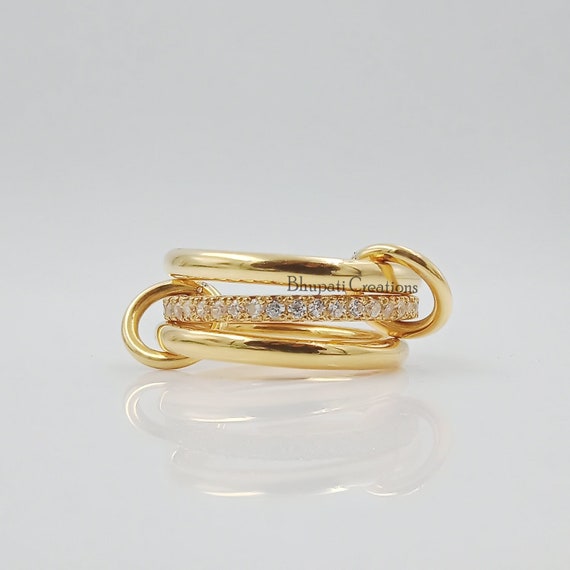 Yellow Gold-plated Sterling Silver Stackable Band Ring with Cubic Zirconia Yellow Gold-plated Sterling Silver Stackable Band Ring with Cubic Zirconia