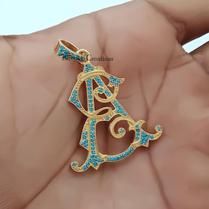 Pendentif monogramme BL LB en argent sterling 925, 2 pendentif monogramme lettre initiale, bijoux pendentif diamant en argent fait à la main