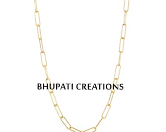 Gold Vermeil Paperclip Chain Necklace, Handmade Connector Jewelry