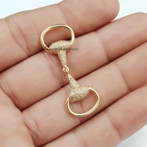 Diamond Snaffle Bit Connector, Jewelry Connector Snaffle Bit Charm, 925 Silver Gold Plated Snaffle Bit Jewelry