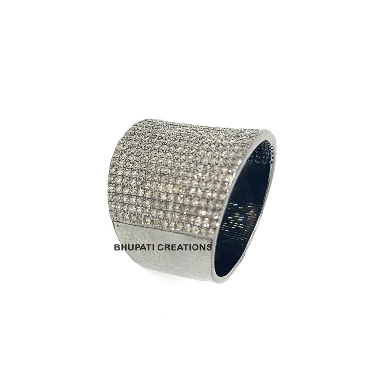 Fine Pave Diamond Ring, Fashionable Cigar Band Ring, Women Wedding Wear Diamond ring, Handmade Designer Diamond Ring Jewelry image 5