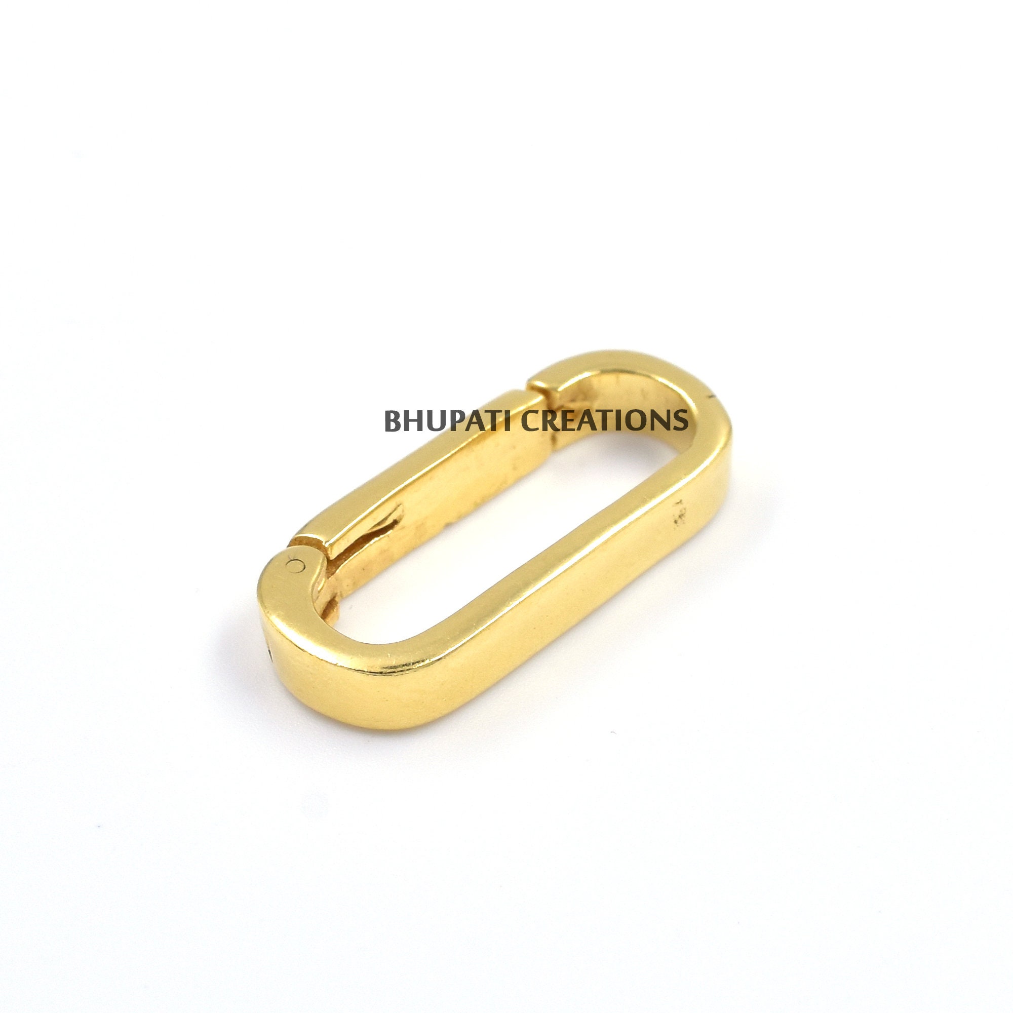 14k Solid Gold Charm Holder Plain Oval Charm Holder 14k Gold Etsy